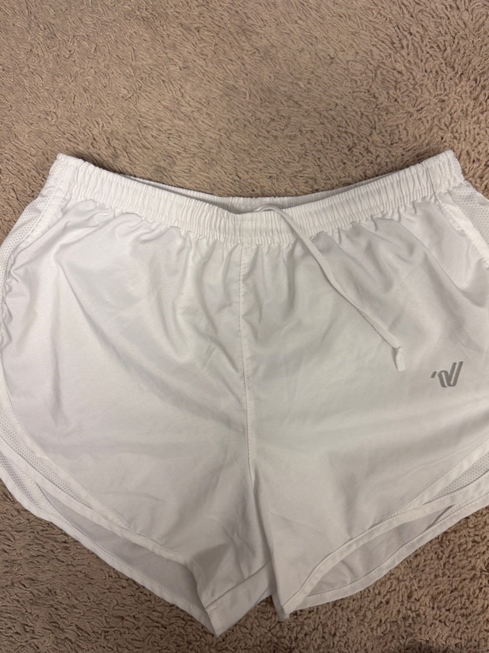 Varsity White Women's Athletic Shorts - Branded Runner Style